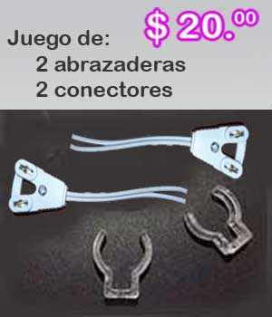 conectores y abrazaderas para tubos leds