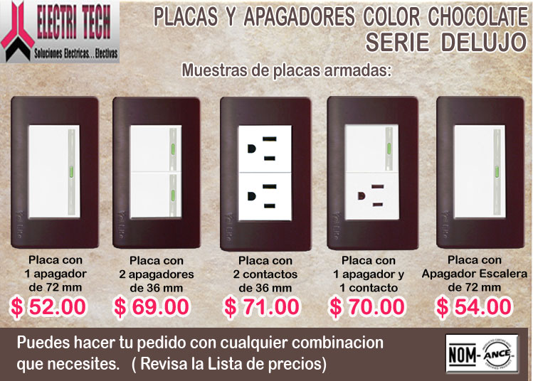 placas y apagadores color chocolate